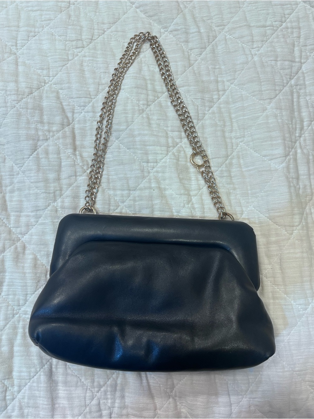 a new day Black Shoulder Bag with Silver Chain Strap